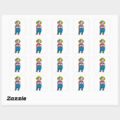 Koe als landbouwer met Pet Vierkante Sticker (Vel)