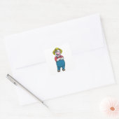 Koe als landbouwer met Pet Vierkante Sticker (Envelop)