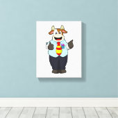 Koe als leraar met Stropdas Canvas Afdruk (Insitu (Houten vloer))