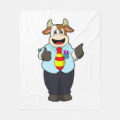 Koe als leraar met Stropdas Fleece Deken (Voorkant)
