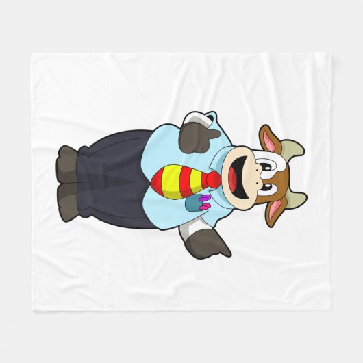 Koe als leraar met Stropdas Fleece Deken (Voorkant (Horizontaal))