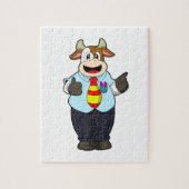 Koe als leraar met Stropdas Legpuzzel (Verticaal)