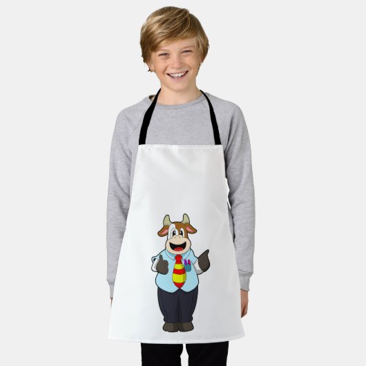 Koe als leraar met Stropdas Schort (Gedragen)