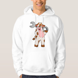 Koe als mechanisch met moersleutel hoodie