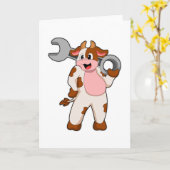 Koe als mechanisch met moersleutel kaart (Gele Bloem)