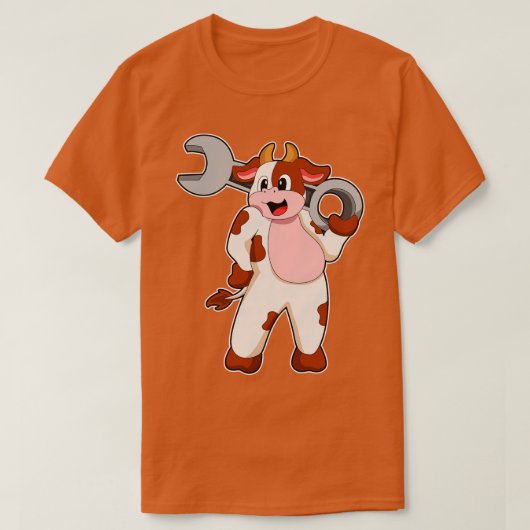 Koe als mechanisch met sleutel t-shirt (Design voorkant)
