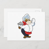 Koe als ober met serveerblad briefkaart (Voorkant / Achterkant)