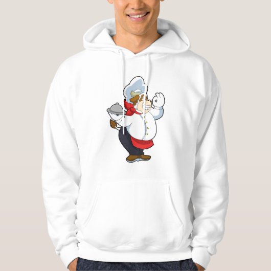 Koe als Ober met Serving bord Hoodie (Voorkant)