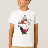 Koe als Ober met Serving bord T-shirt (Voorkant)