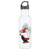 Koe als Ober met Serving bord Waterfles (Voorkant)