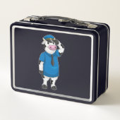 Koe als politieagent met pet van politie (Achterkant)