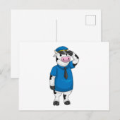 Koe als politieagent met politiehoed briefkaart (Voorkant / Achterkant)