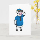 Koe als politieagent met politiehoed kaart (Gele Bloem)