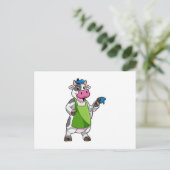 Koe als schilder met verf & pron briefkaart (Staand voorkant)