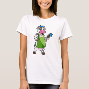 Koe als schilder met verf & pron t-shirt