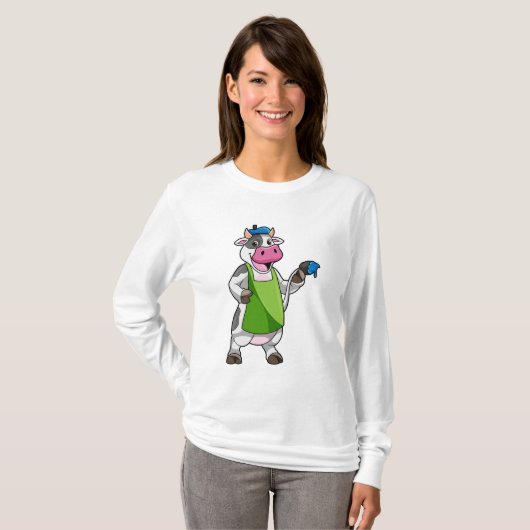 Koe als schilder met verf & pron t-shirt (Voorkant volledig)