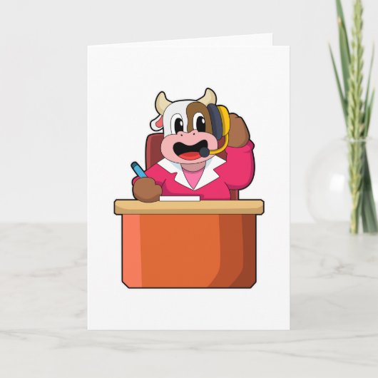 Koe als secretaris met tabel kaart (Voorkant)