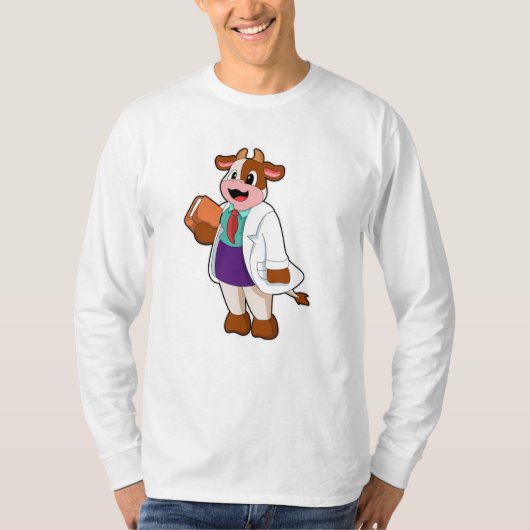 Koe als verpleegster met boek t-shirt (Voorkant)