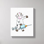 Koe als verpleegster met hart en spuit canvas afdruk (Voorkant)