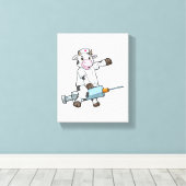 Koe als verpleegster met hart en spuit canvas afdruk (Insitu (Houten vloer))