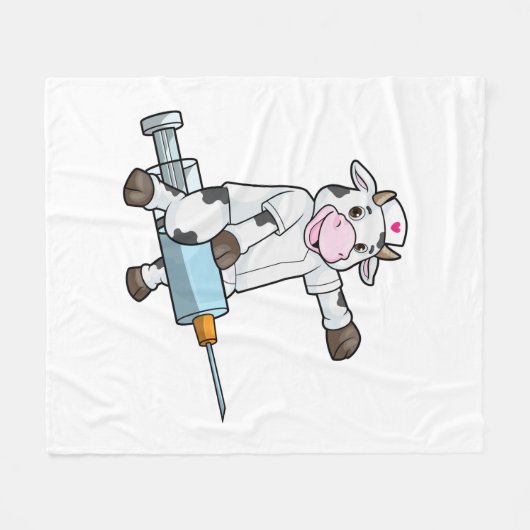 Koe als verpleegster met hart en spuit fleece deken (Voorkant (Horizontaal))