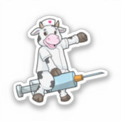 Koe als verpleegster met hart en spuit sticker (Voorkant)