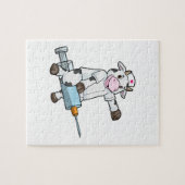 Koe als verpleegster met hart & spuit legpuzzel (Horizontaal)