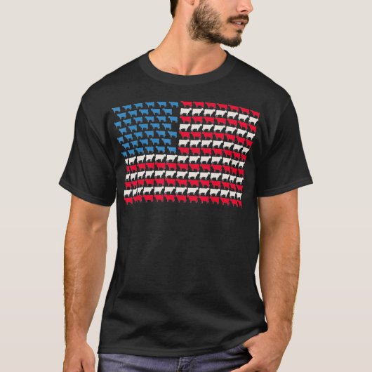 Koe - amerikaanse vlag heifer op 4 juli Boerderij T-shirt (Voorkant)