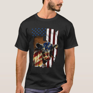 Koe Amerikaanse Vlag Heifer US 4th of July Boerder T-shirt