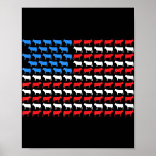 Koe Amerikaanse vlag op 4 juli veeteelt Verenigde Poster
