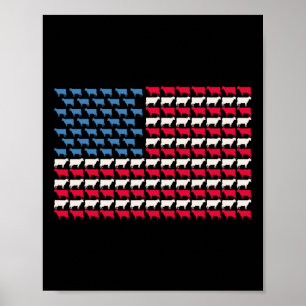 Koe Amerikaanse Vlag Vaars VS 4 juli Boerderij Vee Poster