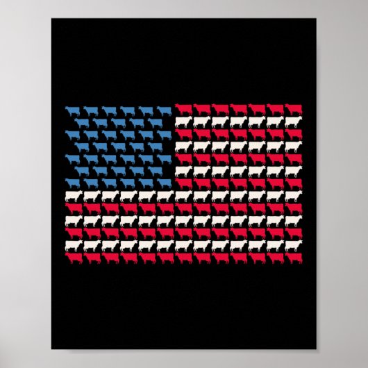 Koe Amerikaanse Vlag Vaars VS 4 juli Boerderij Vee Poster (Voorkant)