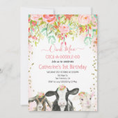 Koe Animal Oink Moo Cockadoodle Doo Birthday Kaart (Voorkant)