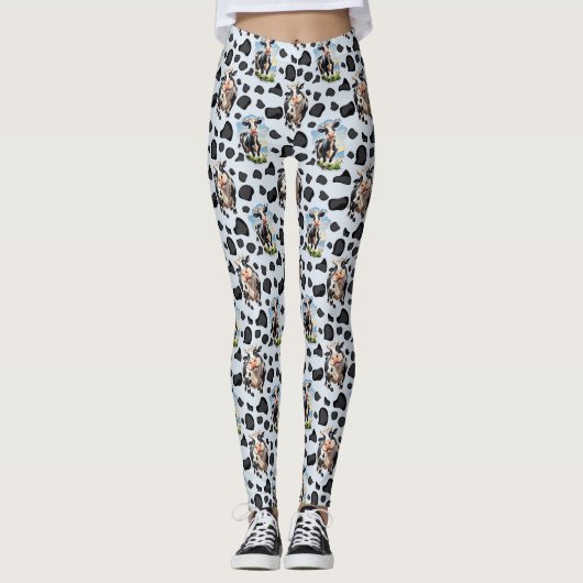 Koe Animal Pattern Design Leggings (Voorkant)