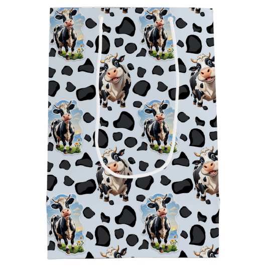 Koe Animal Pattern Design Medium Cadeauzakje (Achterkant)