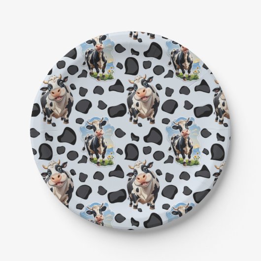 Koe Animal Pattern Design Papieren Bordje (Voorkant)