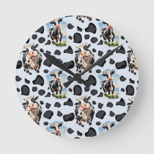 Koe Animal Pattern Design Ronde Klok