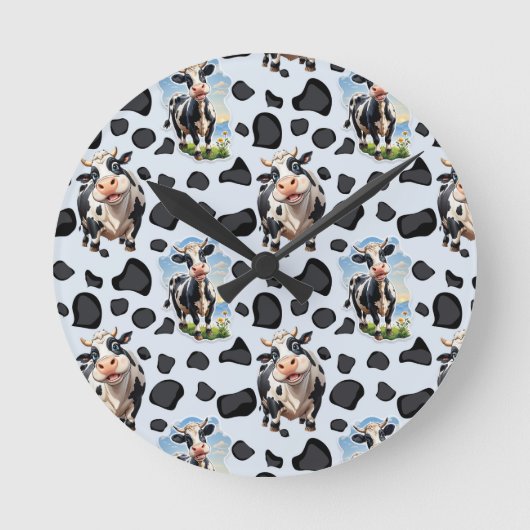 Koe Animal Pattern Design Ronde Klok (Voorkant)