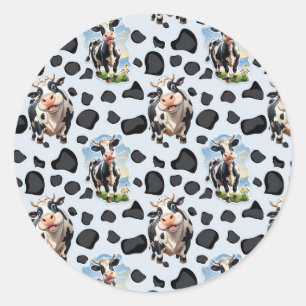 Koe Animal Pattern Design Ronde Sticker