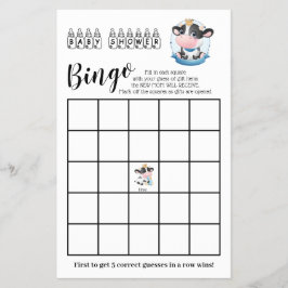Koe Baby shower Beauful Dream Bingo Game Kaart