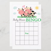 Koe baby shower bingo-kaart (Voorkant / Achterkant)