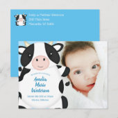 Koe Baby shower blauw Briefkaart (Voorkant / Achterkant)