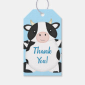 Koe Baby shower blauw Cadeaulabel (Voorkant)