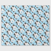 Koe Baby shower blauw Cadeaupapier (Vlak)