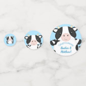 Koe Baby shower blauw Confetti (Achterkanten)