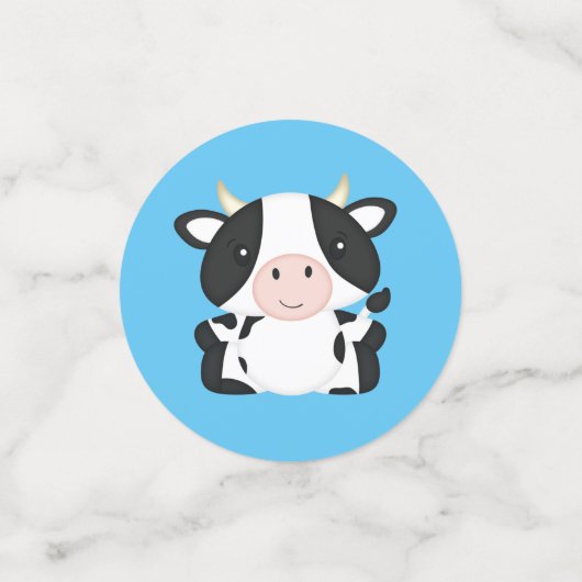 Koe Baby shower blauw Confetti (Kleine voorkant)