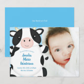 Koe Baby shower blauw Kaart (Voorkant / Achterkant)