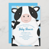 Koe Baby shower blauw Kaart (Voorkant / Achterkant)