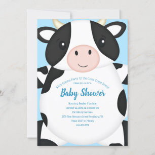 Koe Baby shower blauw Kaart