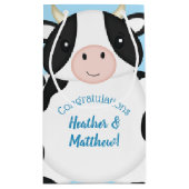 Koe Baby shower blauw Klein Cadeauzakje (Achterkant)